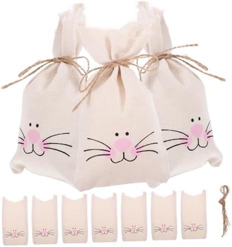 CAXUSD 10pcs Easter Bunny Bags for Kids Party Favors