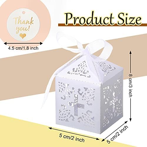 Marspark 50 White Christening Favor Boxes 2x2x3 Inch