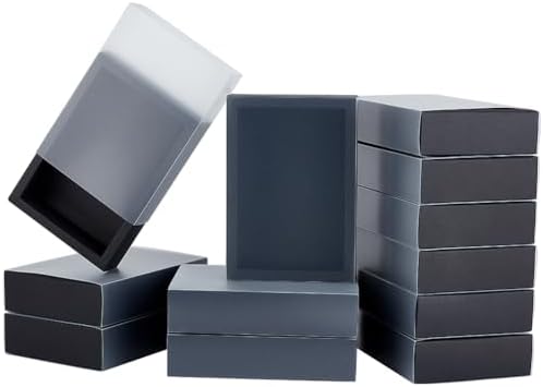 BENECREAT 12 Pack Black Kraft Gift Boxes with Frosted Plastic Lid