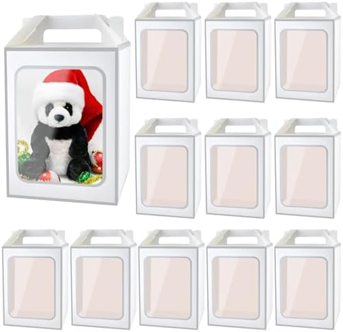 Enorteen 12 Pcs Clear Gift Bags with Transparent Window