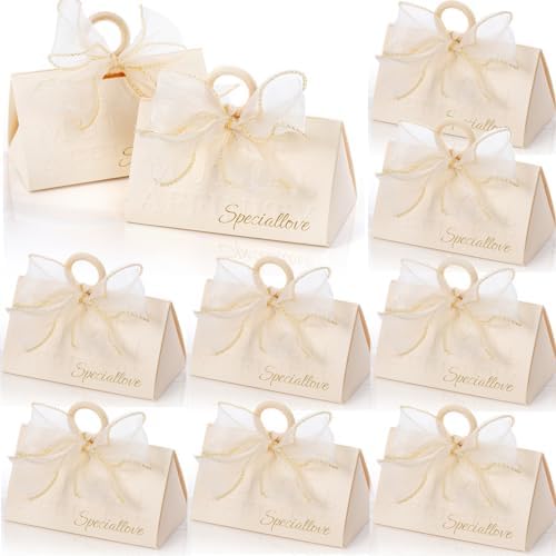 Yopay 30 Pack Wedding Favor Boxes with Handle and Gold Ribbons