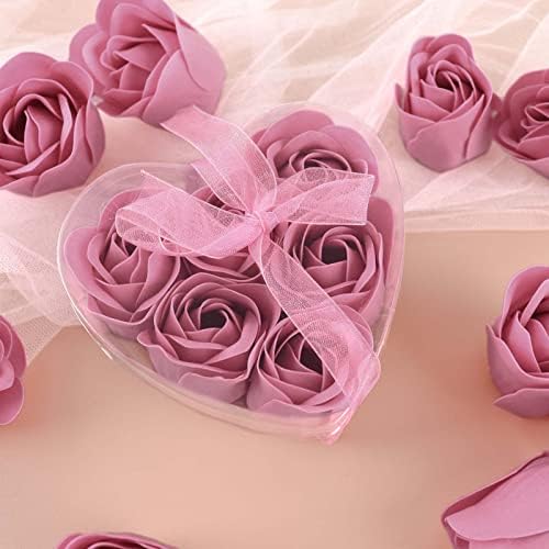 4 Pack Dusty Rose Scented Soap Roses with Gift Boxes and Ribbons