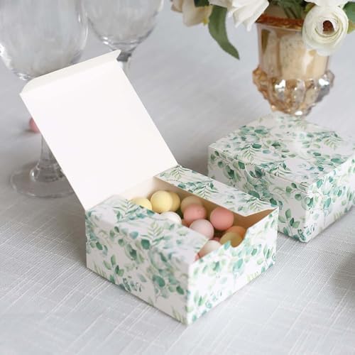 Efavormart 25 Pack White Green Eucalyptus Gift Boxes