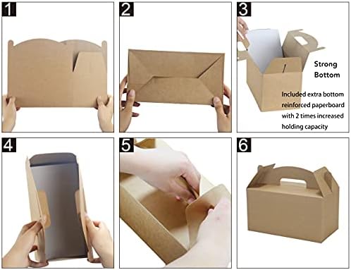 HUAPRINT Brown Treat Boxes 30 Pack Gable Large