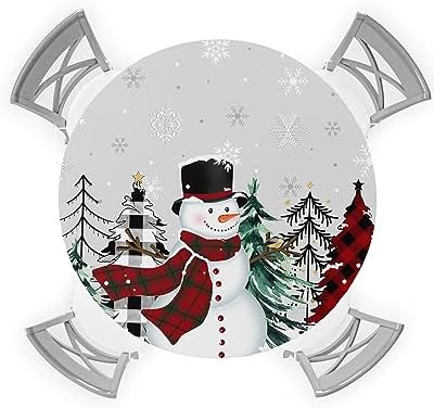 ZOE GARDEN Winter Snowman Round Waterproof Table Cover