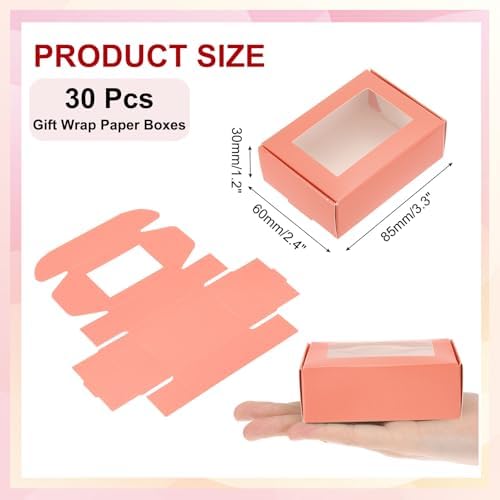 PATIKIL Pink Small Rectangle Gift Boxes with Window 30 Pack