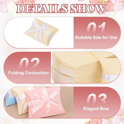 PATIKIL 100 Pcs Beige Pillow Gift Boxes