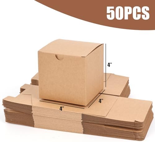 VGOODALL 50PCS 4 Inch Brown Kraft Gift Boxes for Parties