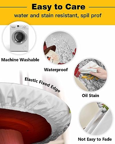 Snowman Round Waterproof Table Cover for Indoor Outdoor Use