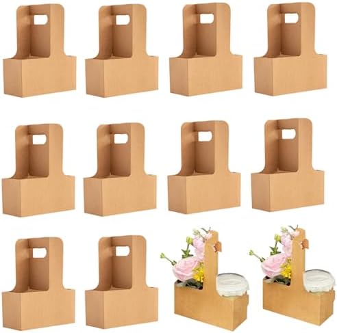 Enorteen 25 Pcs Kraft Paper Flower Gift Bags