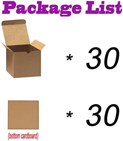 Bonfasvo 30 Pack 4x4x4 Inch Brown Gift Boxes with Lids