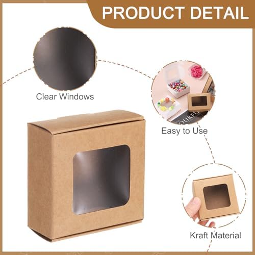 Uxcell 60Pcs Mini Kraft Soap Boxes with Clear Window