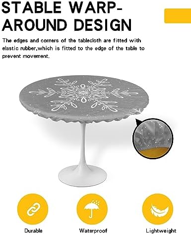 Christmas Snowflake Round Waterproof Table Cover for Indoor Outdoor Use