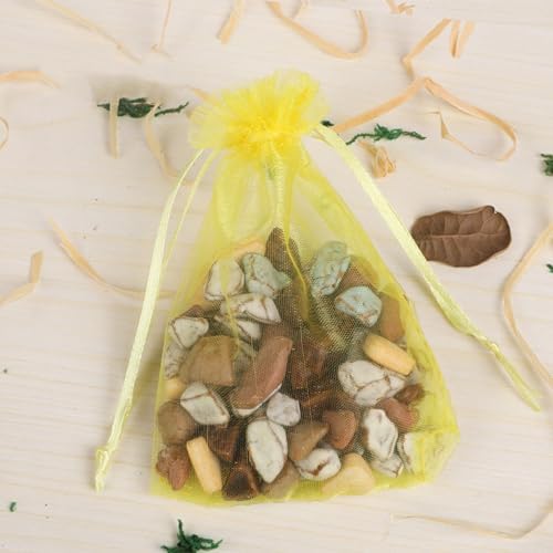 100 Pc Yellow Organza Gift Bags with Drawstring