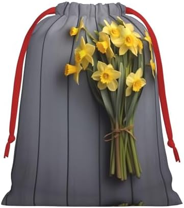 TONAUA Daffodils Print Drawstring Gift Bag