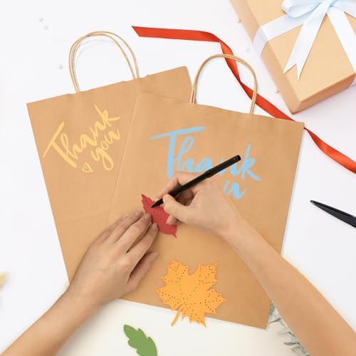 GSSUSA 10x5x13 Brown Paper Bags with Handles 100Pcs