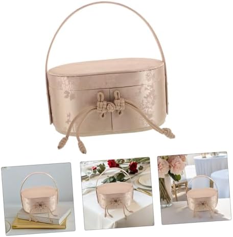NIYANGLE Elegant Brocade Candy Boxes with Handle for Weddings and Celebrations