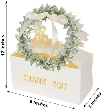 Efavormart 25 Pack White Love Wreath Gift Boxes With Ribbon