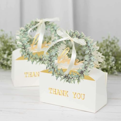 Efavormart 25 Pack White Love Wreath Gift Boxes With Ribbon