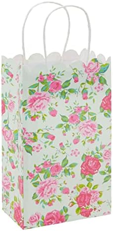 Blue Panda Floral Gift Bags with Handles 24 Pack