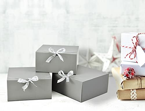 HUAPRINT Gray Gift Boxes with Lids 8x8x4 Inches 12 Sets