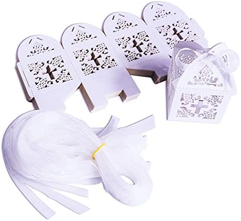 YOZATIA 50PCS Cross Favor Boxes for Baptism and Party Use