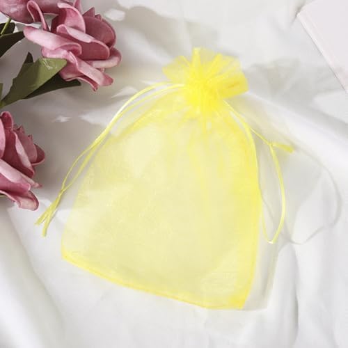 100 Pc Yellow Organza Gift Bags with Drawstring
