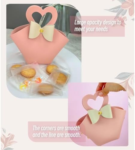 Topoloar 10 Pack Pink Mini PU Leather Gift Bags with Handle