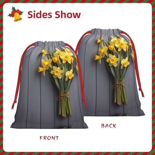TONAUA Daffodils Print Drawstring Gift Bag