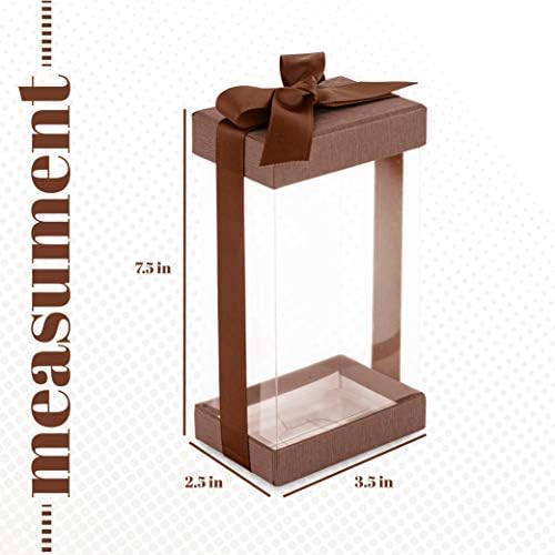 Hammont Clear Gift Box 6 Pack with Base Lid and Ribbon