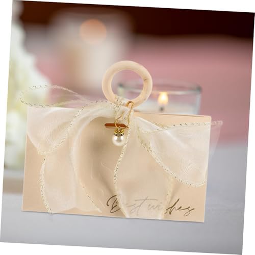 KOMBIUDA 10pcs Wedding Favor Boxes with Handle and Gold Trim