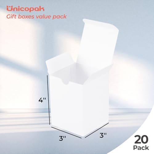 UnicoPak 20 Pack White 3x3x4 Gift Boxes