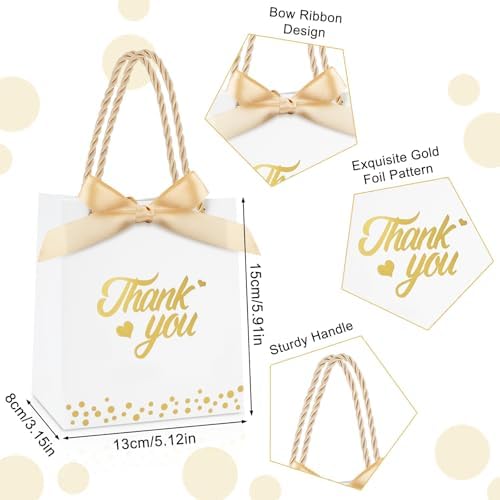 SHAIDOJIO 40-Pack Thank You Gift Bags with Handle