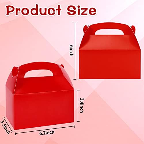24 Pack Gable Red Candy Treat Boxes with Handles