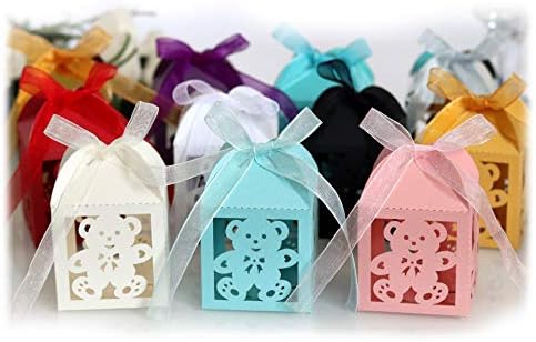 Worldoor 50pcs Laser Cut Baby Teddy Bear Favor Boxes