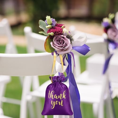 50 Pcs Thank You Satin Gift Bags with Drawstring