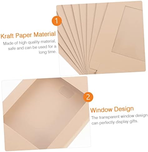PRETYZOOM 10pcs Beige Kraft Paper Favor Boxes with Window