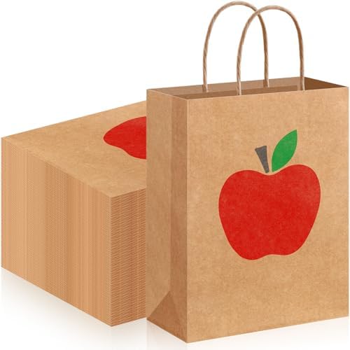 Kolldenn 48 Piece Kraft Apple Gift Bags with Handle
