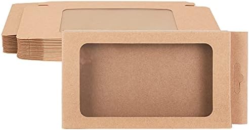 BENECREAT 20 Pack Kraft Paper Gift Boxes with Clear Window