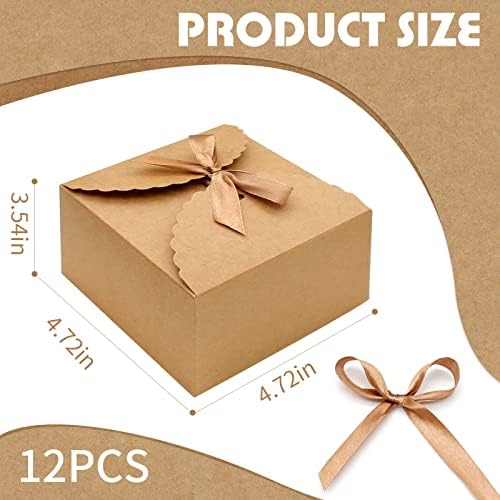 Zreneyfex 12 Piece Brown and White Gift Boxes with Lids and Ribbons