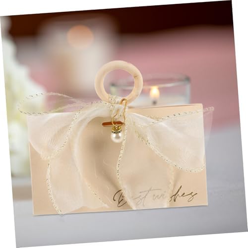 COLLBATH 10pcs Gold Ribbon Wedding Favor Boxes with Wood Handles