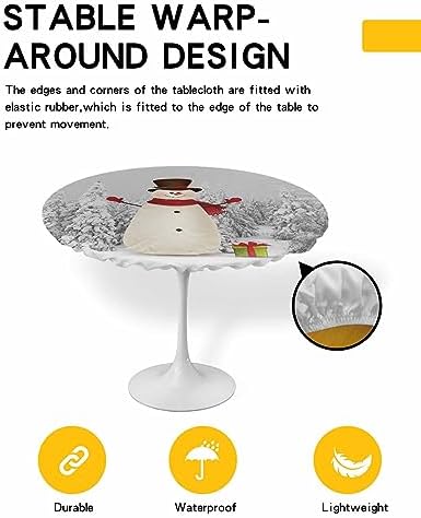 Snowman Round Waterproof Table Cover for Indoor Outdoor Use