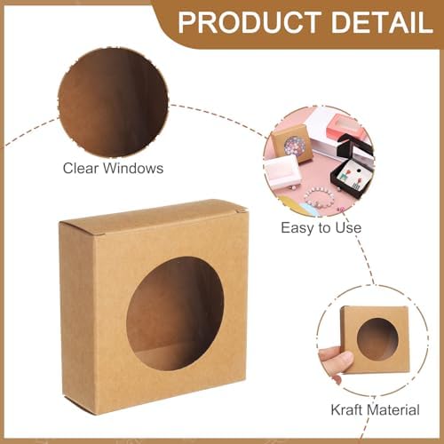 Uxcell 20Pcs Mini Kraft Soap Boxes with Clear Window