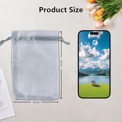 100pcs 4x6 Inch Drawstring Organza Gift Bags for Weddings