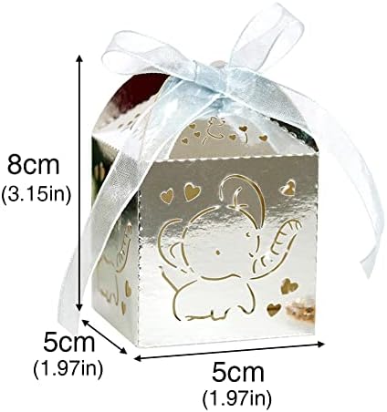 50PCS Laser Cut Favor Boxes with Ribbons