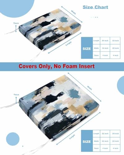 2 Pack Waterproof Canvas Cushion Covers with Ties for Chaise Lounge
