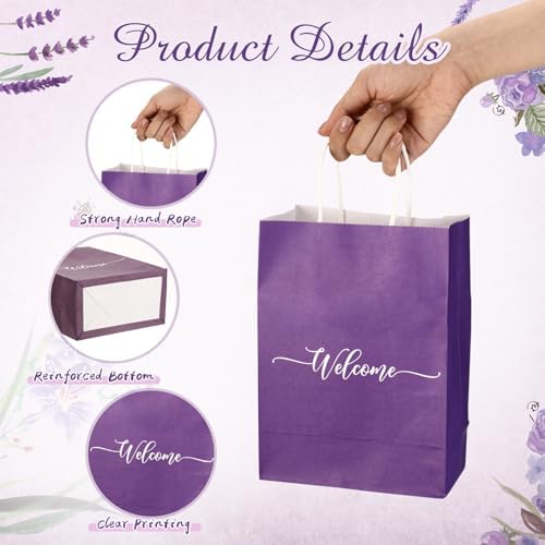 Kolldenn 50 Set Gradient Purple Welcome Gift Bags Wedding Party Bulk