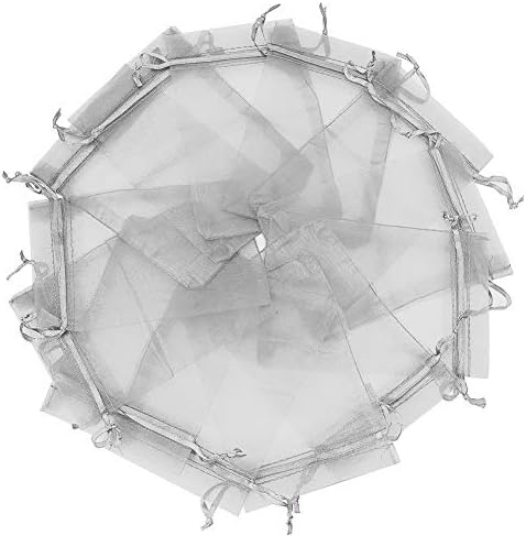 Wudygirl 100pcs Sheer Grey Organza Gift Bags 5x7 Inch Drawstring