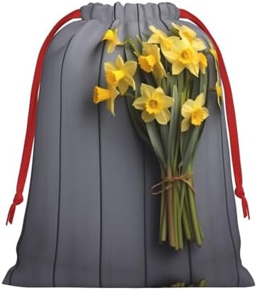 TONAUA Daffodils Print Drawstring Gift Bag