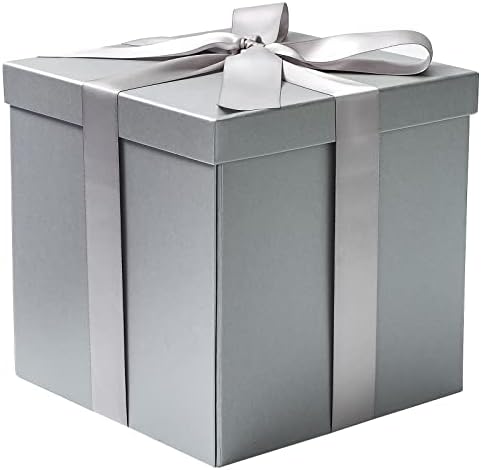 RUSPEPA Gray Medium Gift Box with Lids and Ribbon